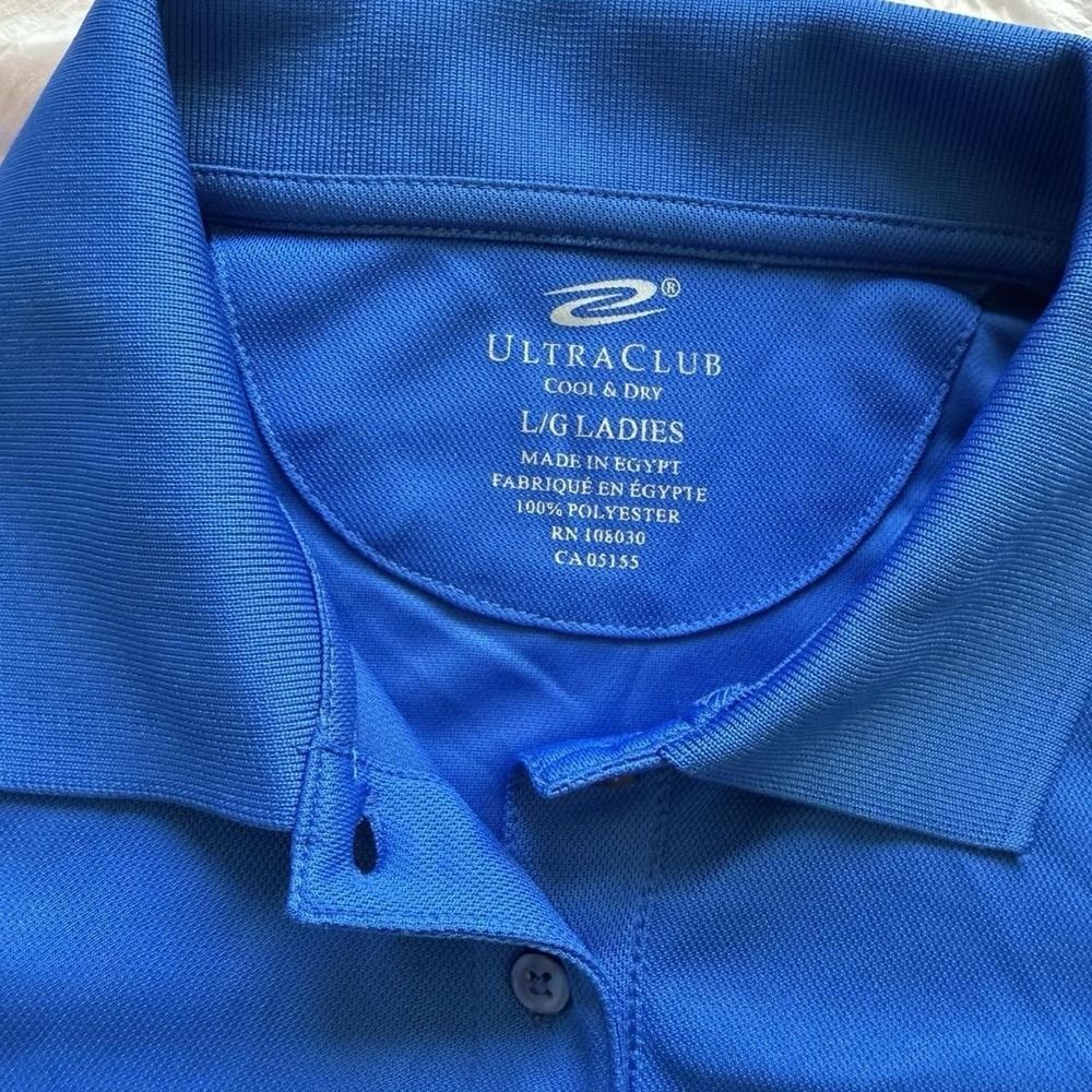 NWT Blue UltraClub Women's Golf Polo Size Large Sporty Chic Comfort Stretch Top - Picture 2 of 3